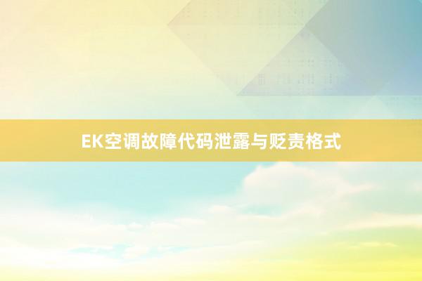 EK空调故障代码泄露与贬责格式